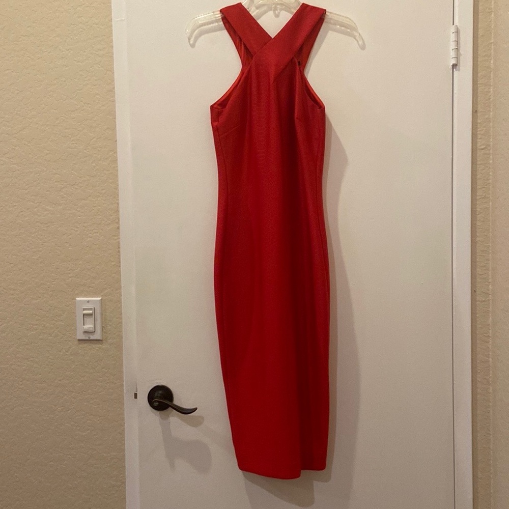 A red bodycon dress.